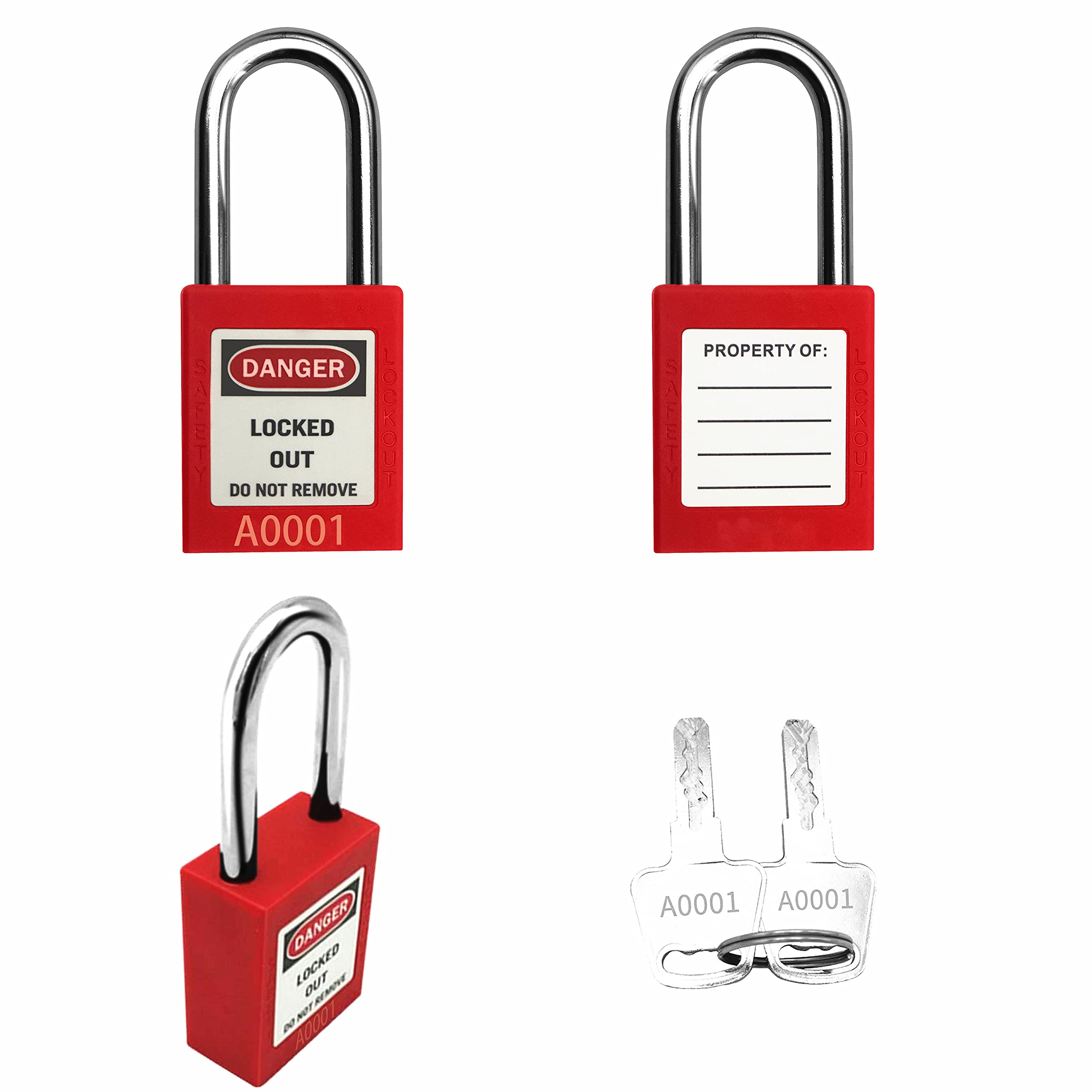 Lockout Tagout Locks Loto Tags Lockout Locks Keyed Different Loto Safety Padlocks Lock Out Tag Out Kit For Lockout Station (50locks/50tags, Red - View #10