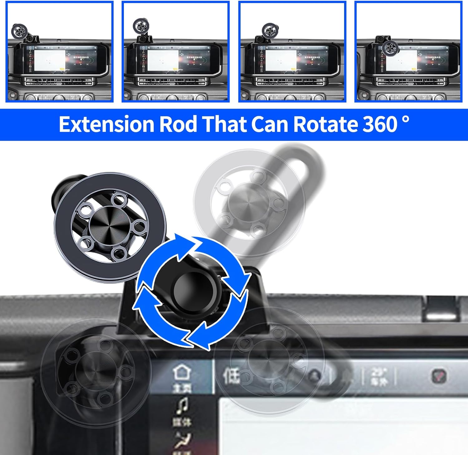Car Phone Holder for 2024 2025 Jeep Wrangler / 2024 2025 Jeep Gladiator JT Accessories 12.3-inch Screen，Car Mount，[Strongest Magnets] 360° Rotation ，Compatible with All Cell Phones