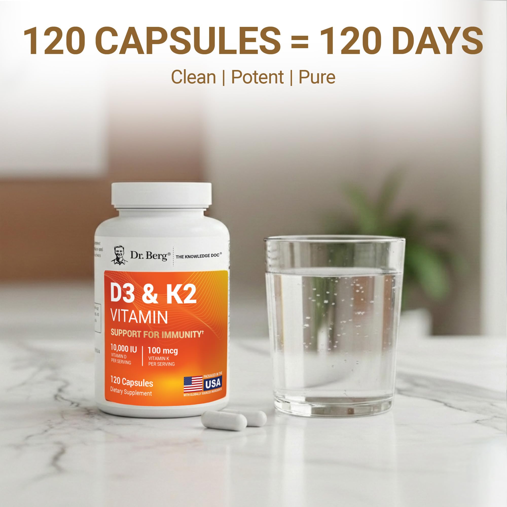 Dr. Berg Maximum Strength 7-in-1 Vitamin D3 K2 10,000 IU | Naturally Derived D3 | 4X Lab-Tested & Verified | High Absorption Formula | K2 D3 Vitamin Supplement | 120 Capsules — Amazon image 8