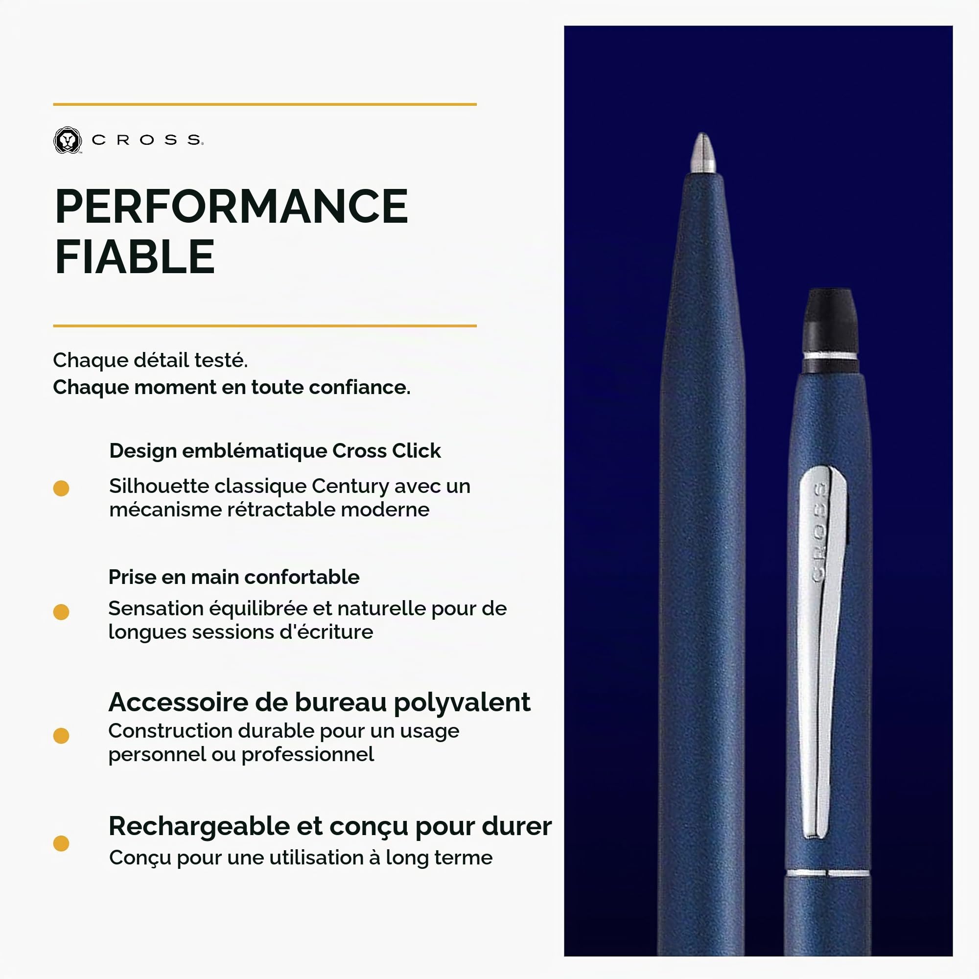 Cross Click Stylo à bille Chrome bleu nuit