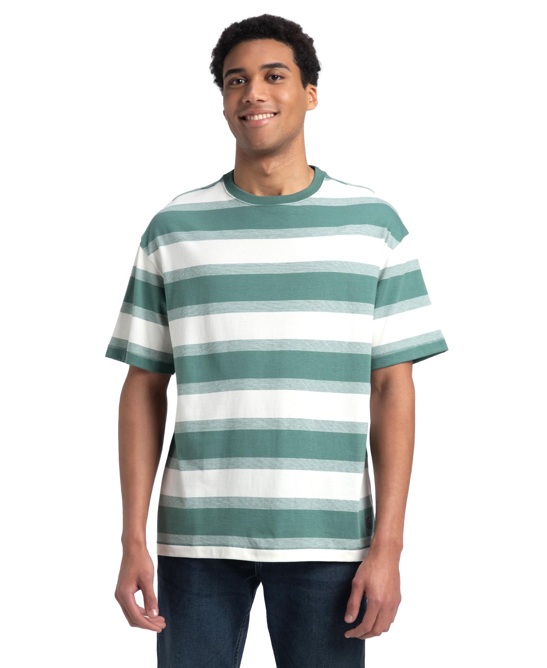 jockey UM24 Men's Super Combed Cotton Rich Striped Oversized T-Shirt-picture-22