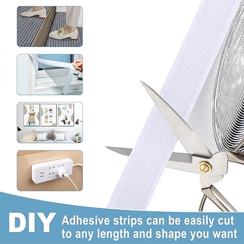 Miniatura 6 de Tiras con adhesivo resistente, 26.5 pies x 1.2 pulgadas, cinta de gancho y bucle, rollo adhesivo de nailon con cierre trasero, fuerza industrial