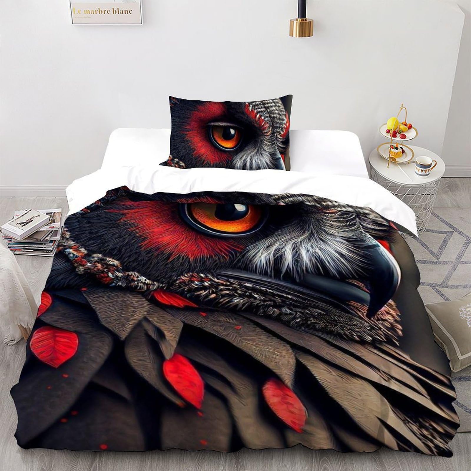Parure 2 pièces 135x200 cm en pur coton soulagez la fatigue avec les yeux rouges 3D