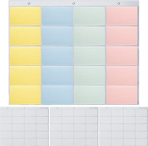 Soporte para tarjetas de índice de 3 x 5 pulgadas 20 ranuras para tarjetas biblioteca bolsillos para tarjetas organizador de plástico transparente