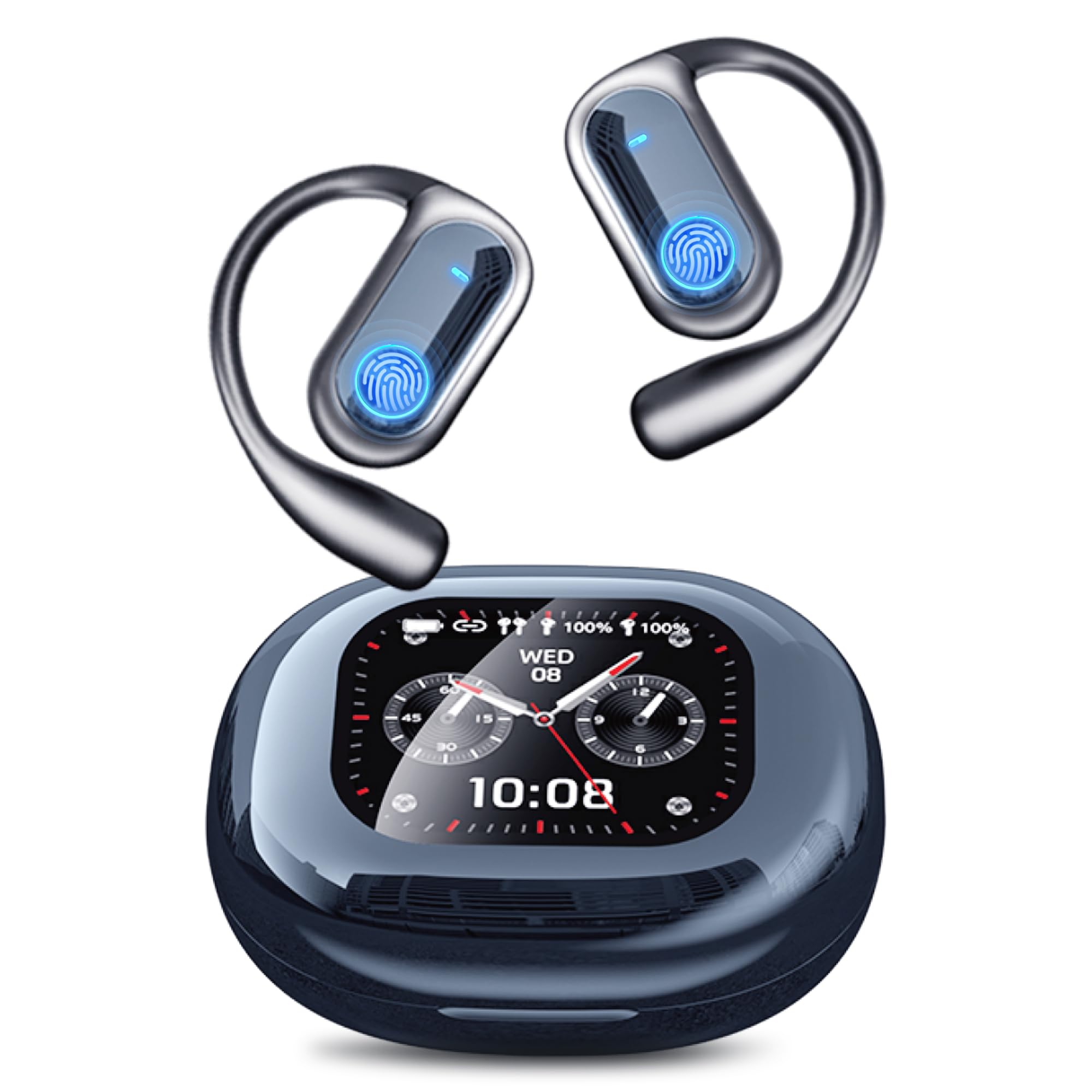 KOSERNT AI Translation Earbuds, Bluetooth 5.4 OWS Headphones with LCD Touch Screen, Real-Time Translator for 144 Languages &amp; Accents, Perfect for Travel, Business &amp; Learning, Sapphire Blue