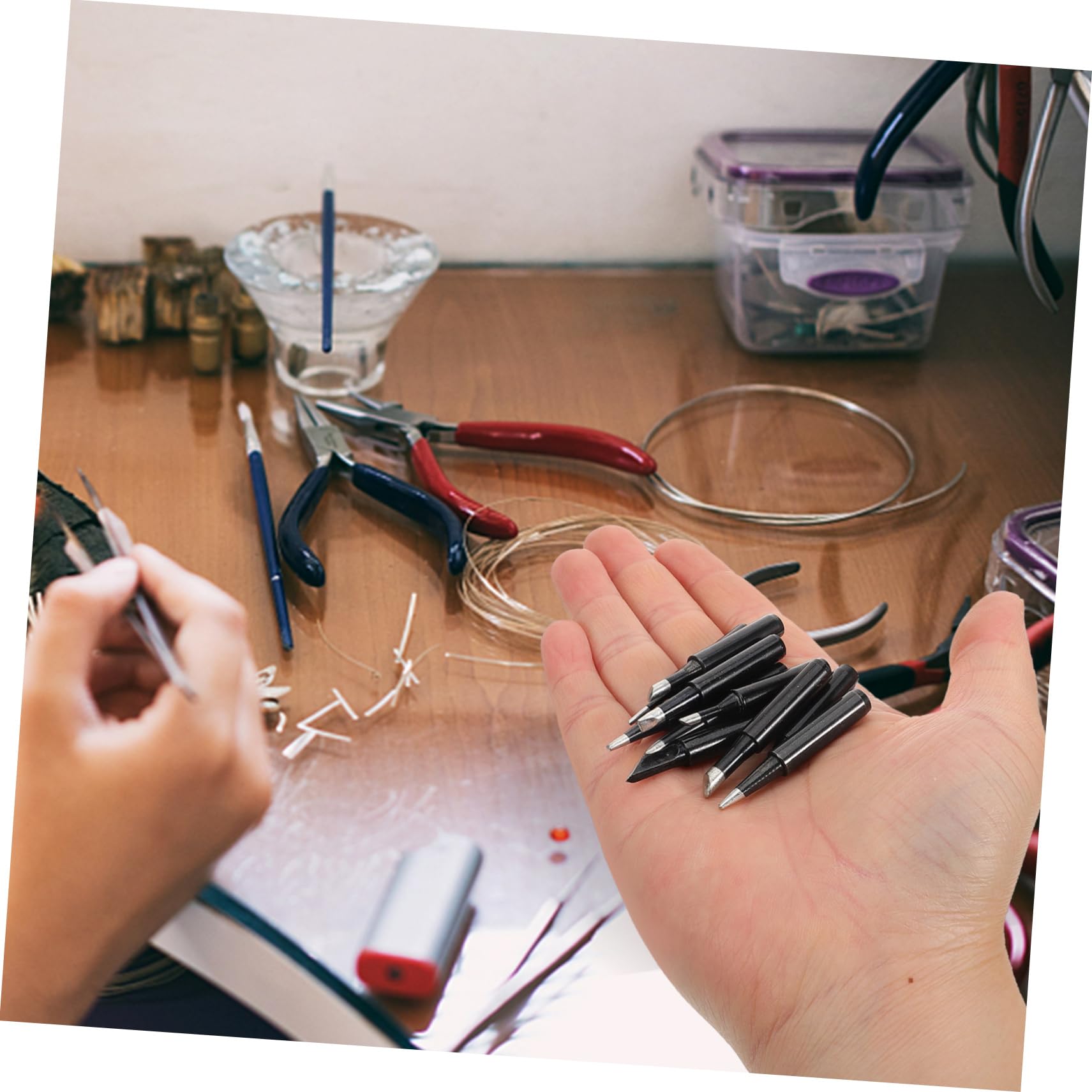 SEWACC 10Pcs Copper Soldering Iron Tips Precision Ground Welding Accessories for Various Solder Joints Durable and Reliable Performance