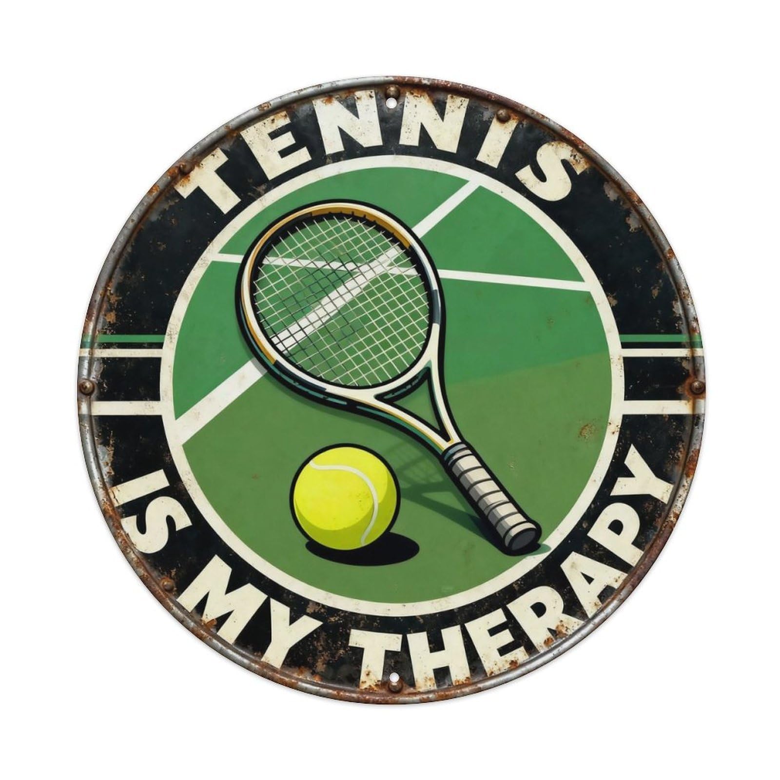 Vintage Tennis Therapy Metal Tin Sign Plaque
