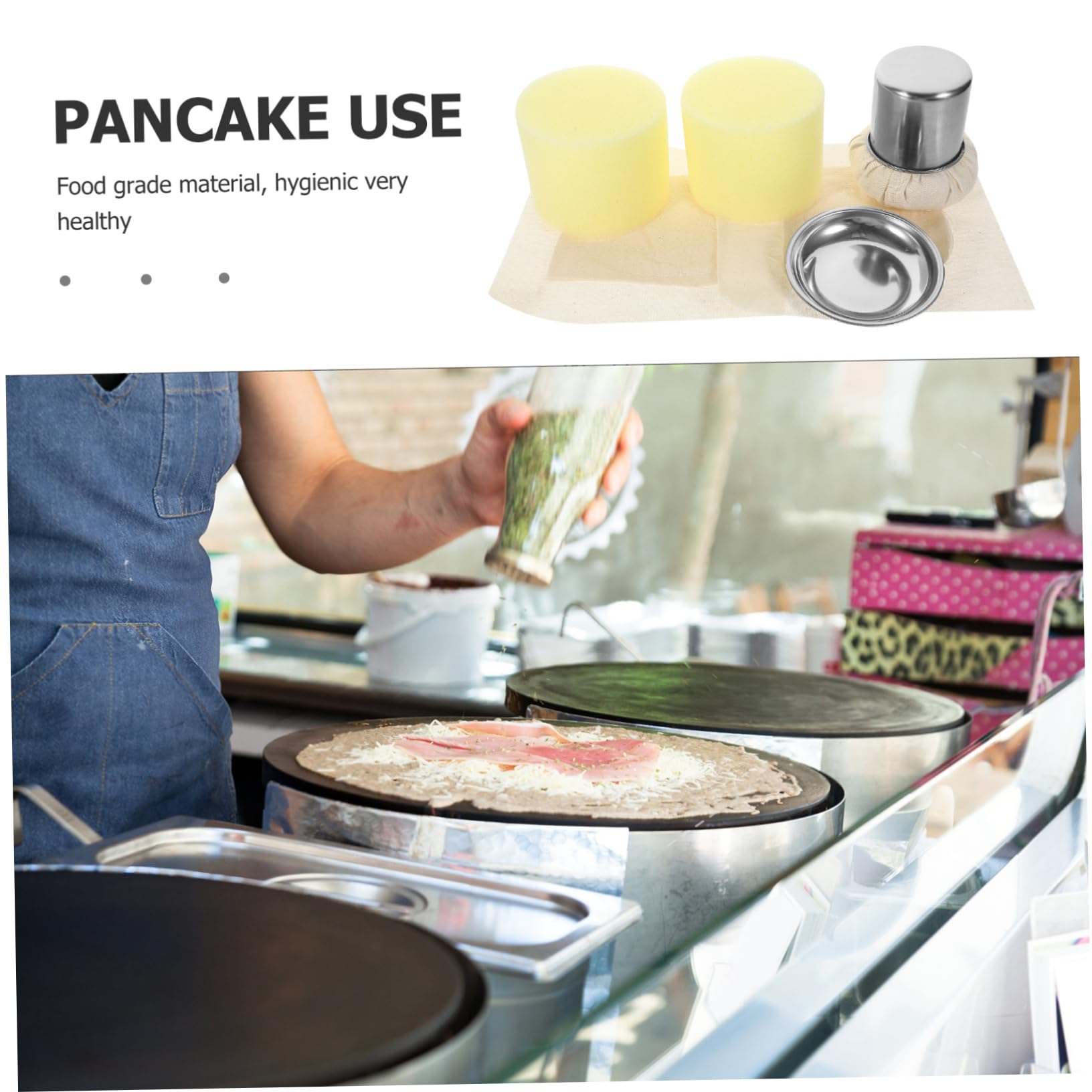 Brocha de Aceite para Cocina y Barbacoa Mango de Acero Inoxidable y Esponja, Adecuado para Esparcir Aceite Uniformemente en Pancakes y Asados Color Aleatorio