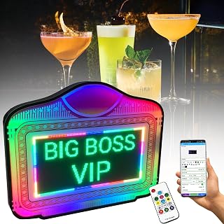 LED Color Changing Birthday Display Sign, Acrylic VIP Bottle Service Sign Party Letter Board, 28x23 Inch, Rechargeable Light Box with 5000mAh Batteries, Controller, Charger