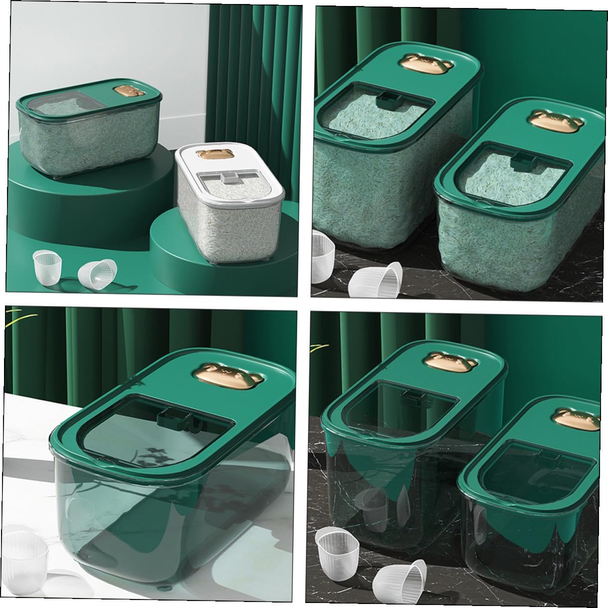 Mobestech Multi-function Airtight Rice Bucket 10lb Plastic Grain Storage Container with Seal Lid for Household Kitchen Food Storage