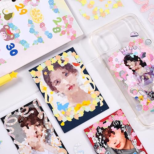 Miniatura 6 de SIBLYMONA 10 hojas de calcomanías decorativas coreanas para álbumes de recortes, álbum de tarjetas fotográficas Toploader, estilo de cinta Polco de