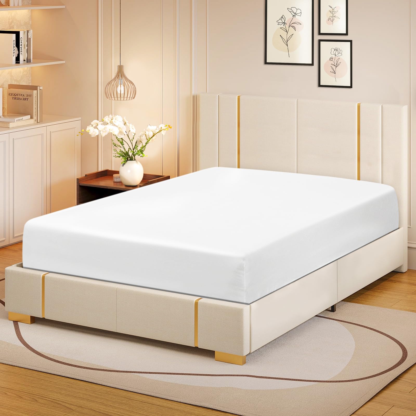 Extra Deep Egyptian Cotton Fitted Sheet 30cm/11 Inch Deep Mattress Pocket 800 Thread Count Soft, Fade & Wrinkle Resistant Hotel Quality Bottom Fitted Sheet (White, Super King)
