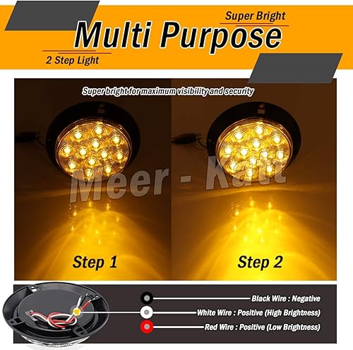 Miniatura 6 de Meerkatt Paquete de 6 4 pulgadas, 4 pulgadas, color rojo y 2 blanco, luz redonda, freno trasero, remolque, camión, tractor, cabina de 12 V CC GK12