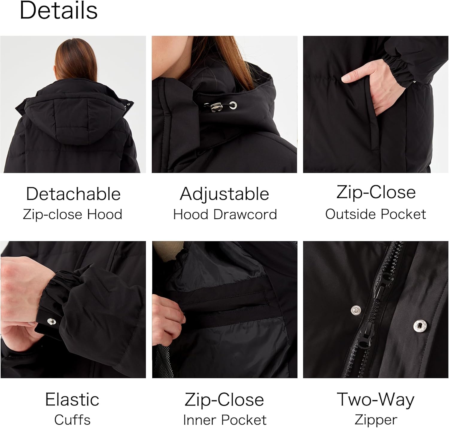 Women’s Long Goose Down Coat,Hooded Winter Puffer Jacket with 4 Zipper Pockets and Thermal Lining - Image 6