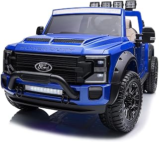 Ford F450 2 Seater 24V Power Children Ride-On Car Truck with R/C Parental Remote Control + EVA Foam Rubber Wheels + Leather Seat + Bluetooth MP3 FM Radio Music Player + LED Light