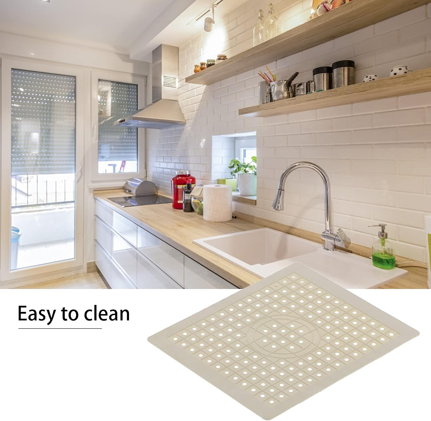 2PCS Kitchen Sink Mat, Rubber Non-slip Drain Pad Protector Sink Liner Pad for Porcelain Sink, Dishes and Glassware 10x12in