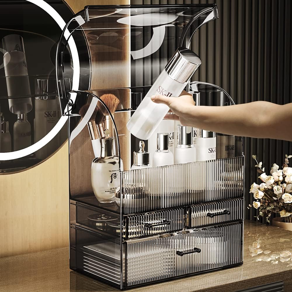 MOOCHI Professional Large Cosmetic Makeup Organizer Bathroom Storage Display Case with Drawers