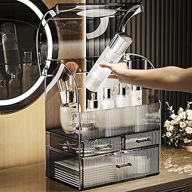 MOOCHI Professional Large Cosmetic Makeup Organizer Bathroom Storage Display Case with Drawers