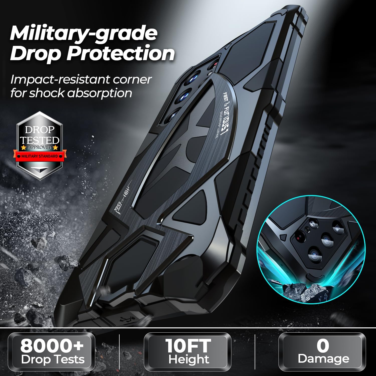 Lunivop for Samsung Galaxy S24 Ultra case 2024 Metal Hard Phone Case Cover Case para Screw(with Soft Screen Protector) Heavy Duty Rugged Military Grade Black