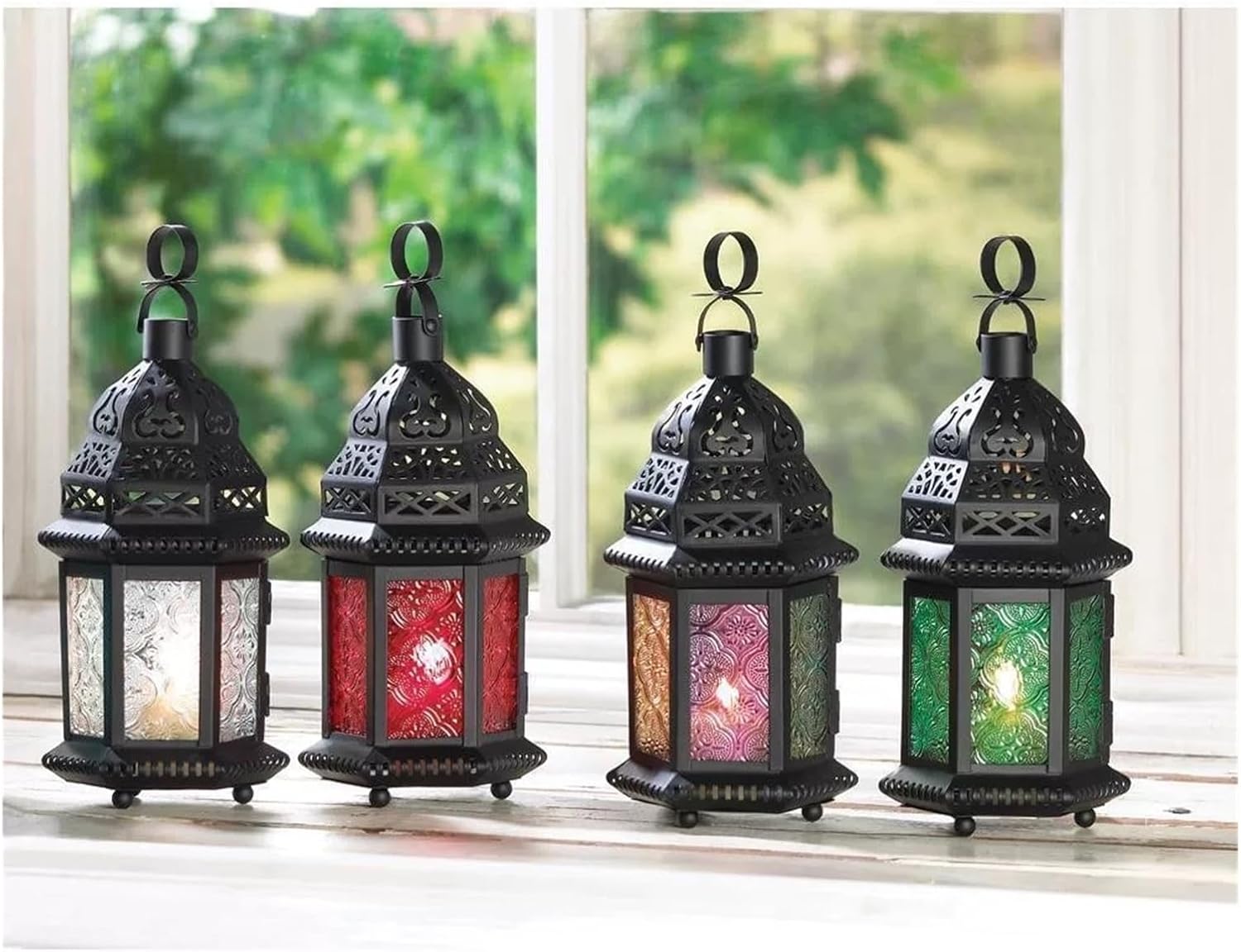 Candle Holders Christmas Decorations Indoor Lantern Decorative Outdoor Candle Holders Table Moroccan Table Decor(Blue)