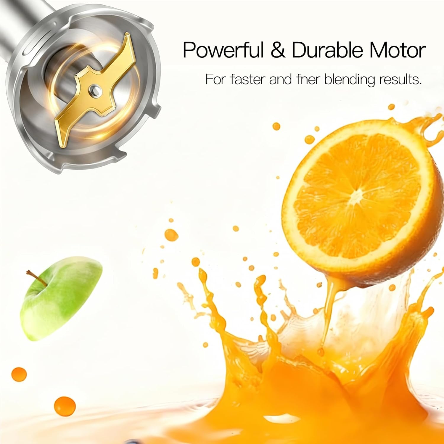 MegaWise Pro Titanium Reinforced 5-in-1 Immersion Hand Blender, Powerful Motor with 80% Sharper Blades, 12-Speed Corded Blender, Including 500ml Chopper, 600ml Beaker, Whisk and Milk Frother (Red)