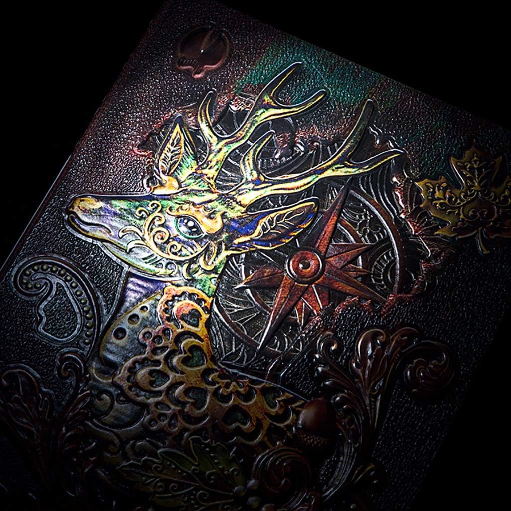 Composition Embossed Handmade Hardcover PU Leather Vintage Journal Notebook Travel Diary 8.3''5.7'' 200 Page for Gift Boys Work Journal (Color : Brown) (Multi Colored)