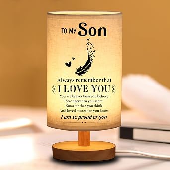 Son Gifts from Mom, Gifts for Son from Mom Dad Table Lamp, Christmas Birthday Gifts for Son from Mother, to My Son Night Light Gifts for Fathers Day Graduation Anniversary Wedding