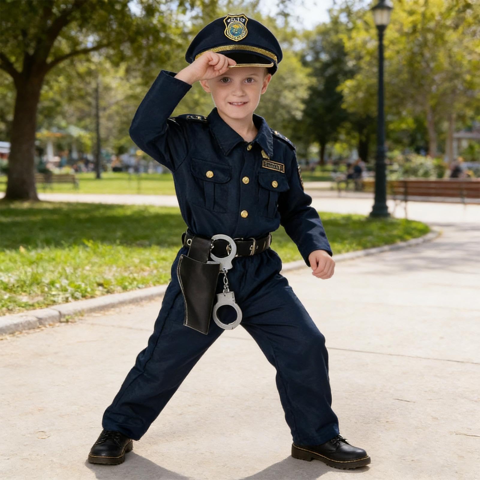 Générique Kostiumy | Policjant Kostium Cosplay - Strój Agenta Przebranie | Dla Chłopców Impreza tematyczna Halloween Przedstawienie Sceniczne Impreza Szkolna