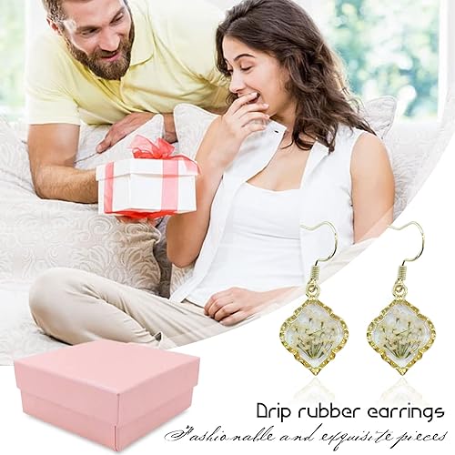 Miniatura 6 de Pressed Flower Earrings Handmade Forget-Me-Not Wildflower Earrings Unique Resin Dried Flower Dangle Earrings Earrings Jewelry Gift for Woman Girls