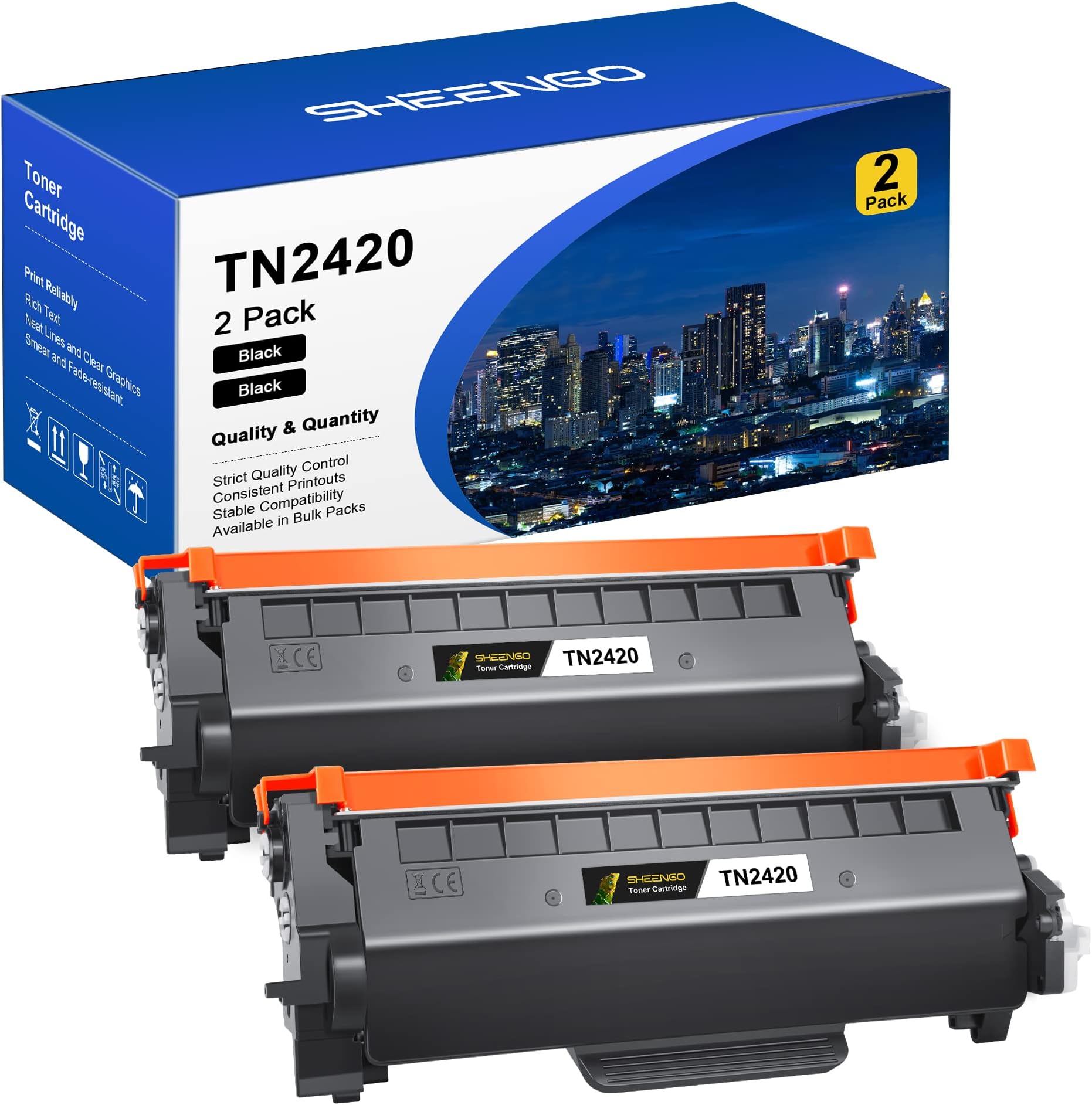 Toner TN2420 TN-2420 TN2410: for Brother MFC L2710DW TN-2410 TN 2420 2410 MFC-L2710DW HL-L2350DW MFC-L2710DN HL-L2310D DCP-L2530DW MFC-L2750 DW DCP-L2, DW 510D MFC-L2730DW HL-L2375DW (2 Black
