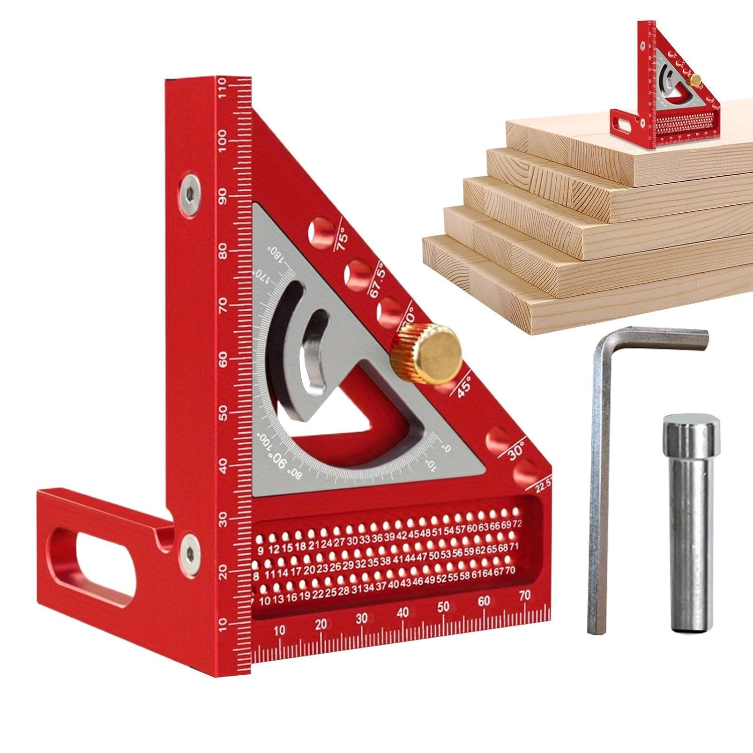 3D Square - Carpentry Square with Protractor and Measuring Ruler - Accurate Measuring Accessories Gauge Tool for Professionals, Beginners and Engineers