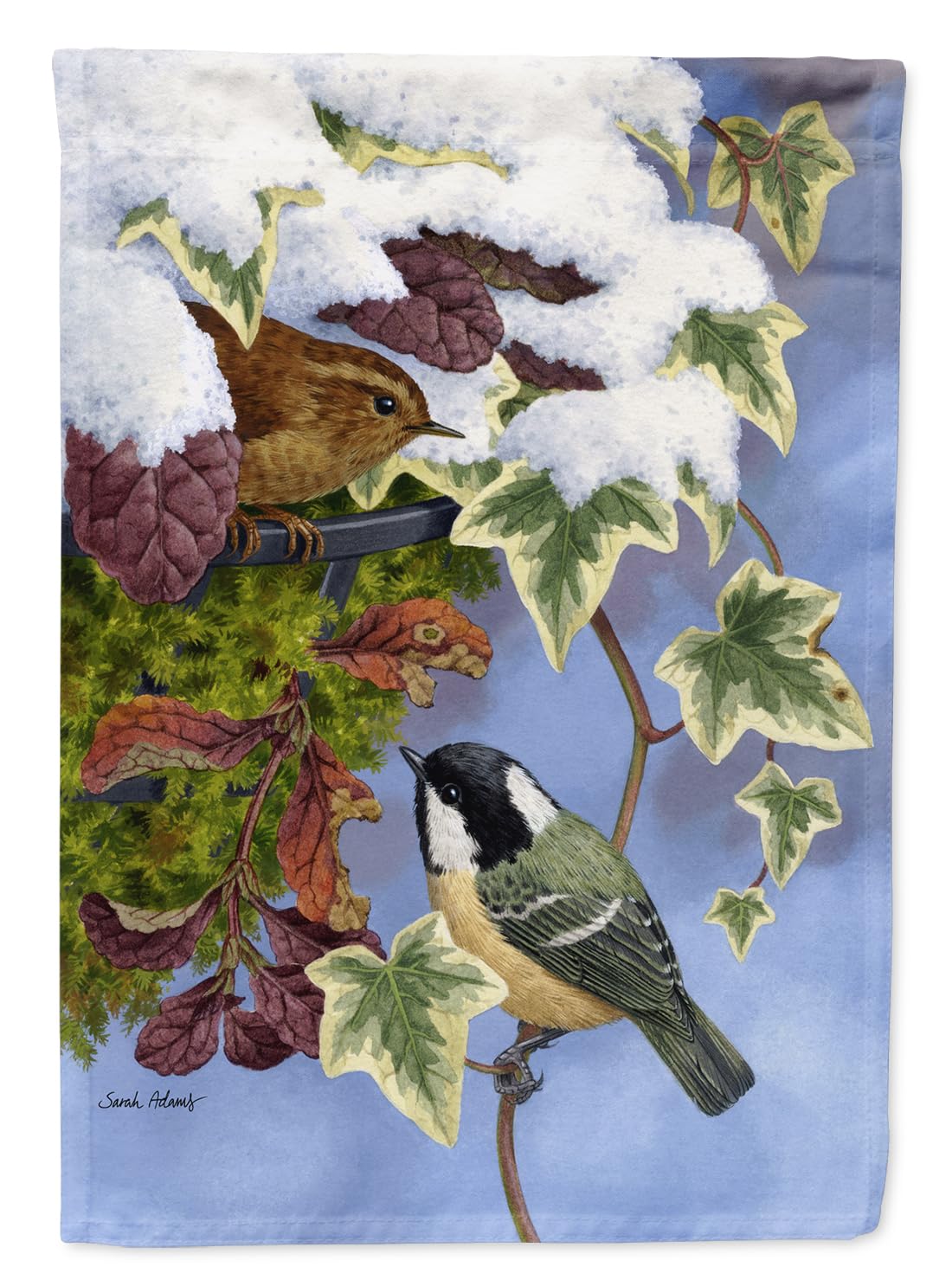 Drapeau de jardin résistant aux UV motif mésange pour animer un extérieur