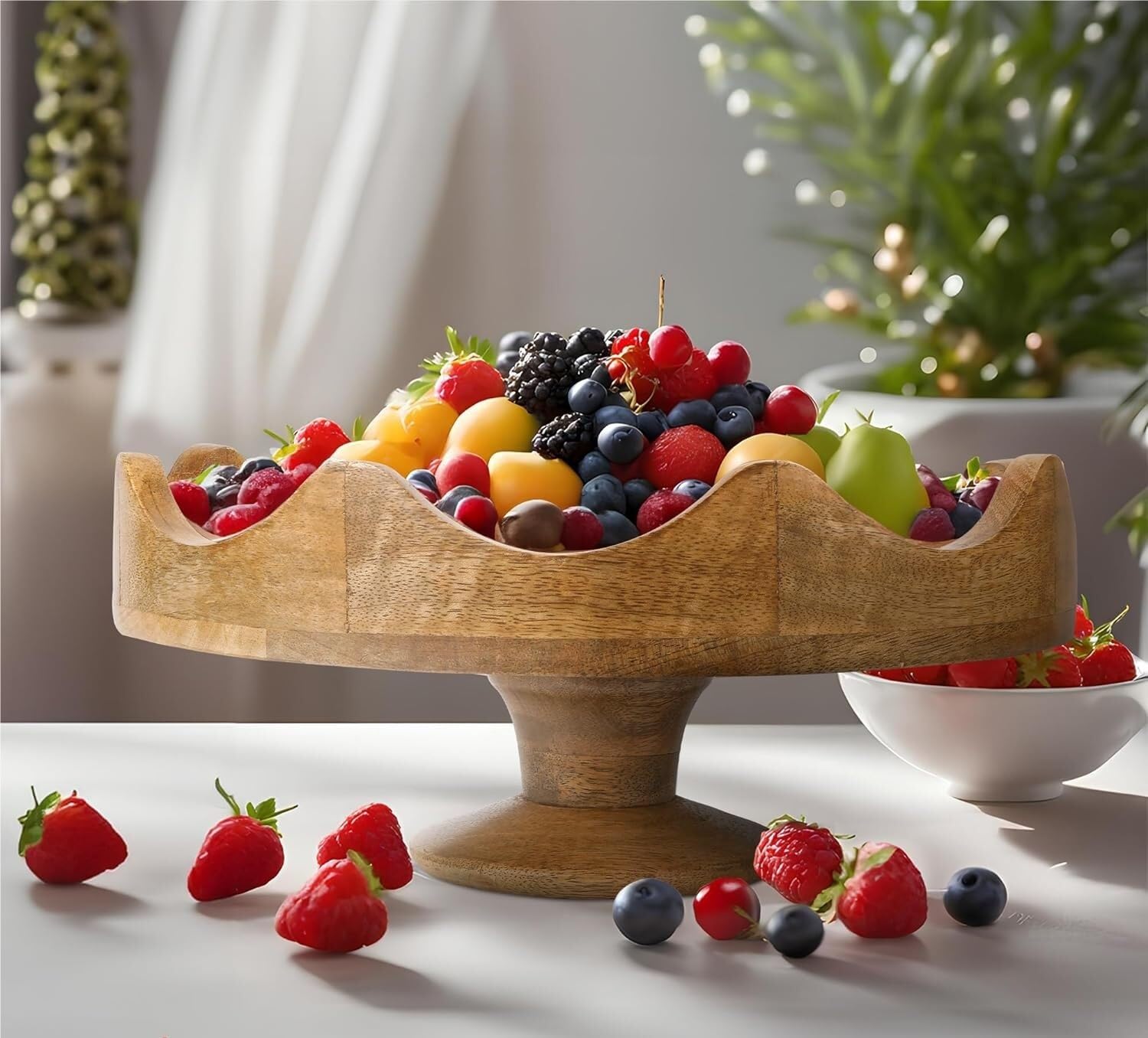 Coupe à fruits rustique en Bois d'Olivier Diamètre 30 cm env
