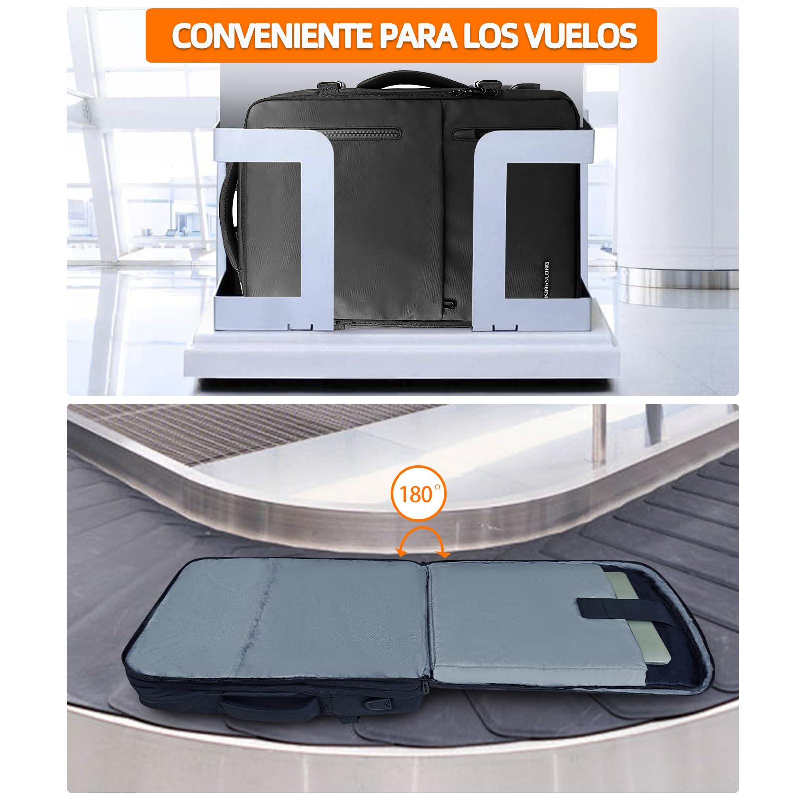 KINGSLONG Mochila para portátil extensible 25-40L Se adapta a portátil de 17 pulgadas, Mochila resistente al agua para hombres y mujeres Escuela Negocio Mochila de viaje con puerto de carga USB