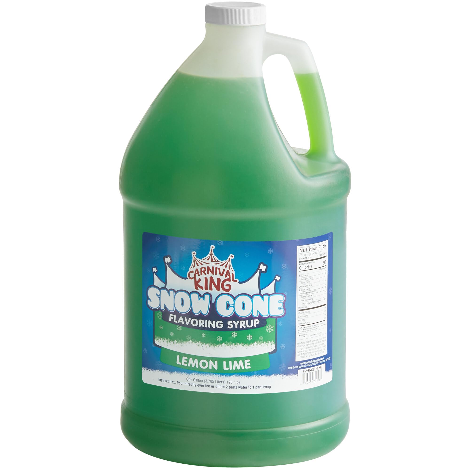 1 Gallon Snow Cone Syrup Lemon Lime - Delicious Shaved Ice Flavoring for Machines & Parties