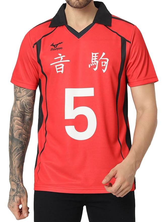 Unisex Haikyuu Nekoma 5 Printed Anime Jersey Tee for Men and Women