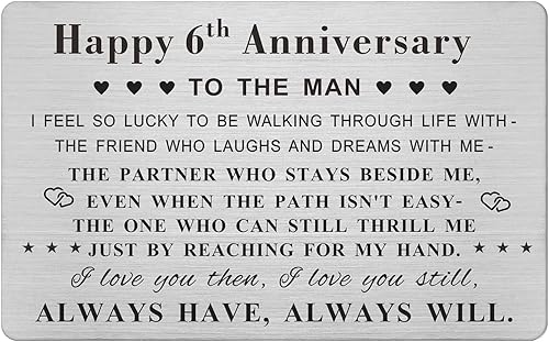Emideary Feliz 6 aniversario para marido y hombre, tarjeta de 6 años para aniversario de boda, tarjeta para él, esposo