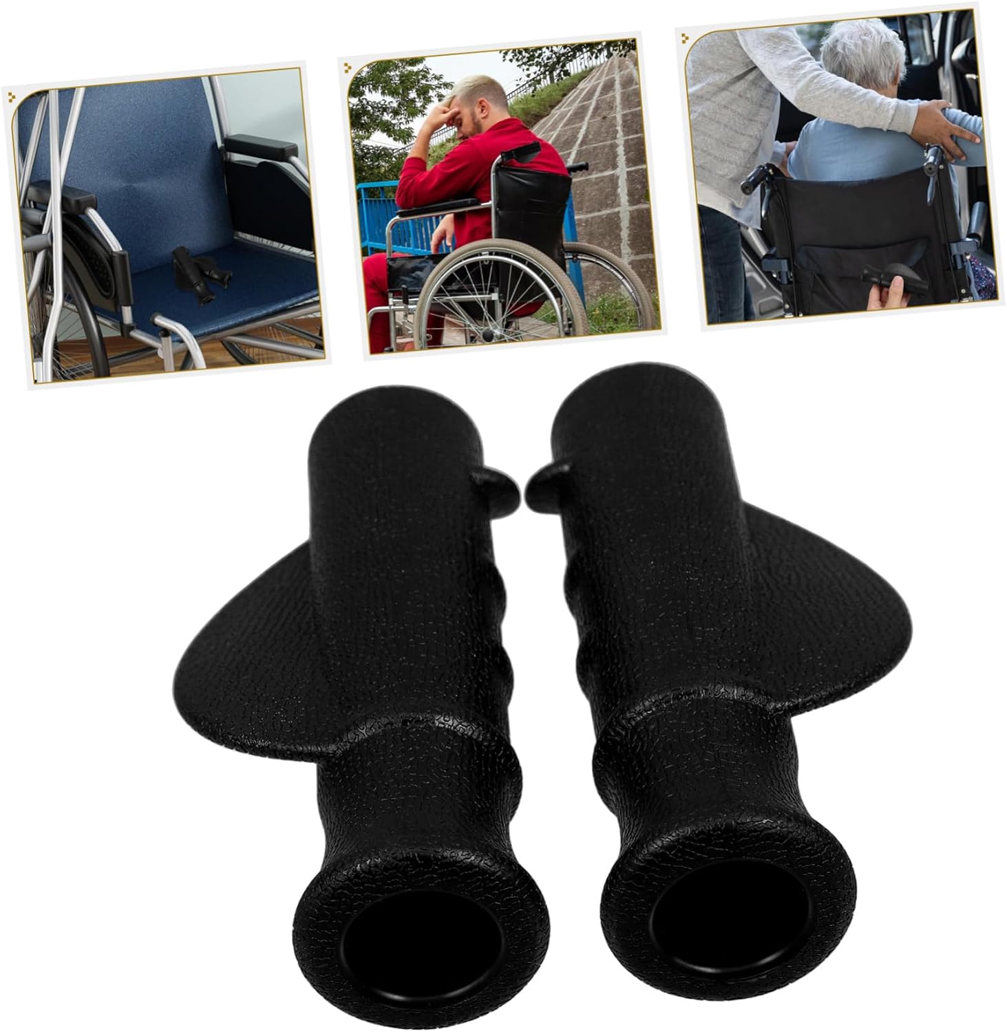 KOMBIUDA 2pcs Wheelchair Handle Grips Non- Cushioned Covers for Mobility Assistance Easy Installation for Elderly and Disabled for Enhanced Comfort