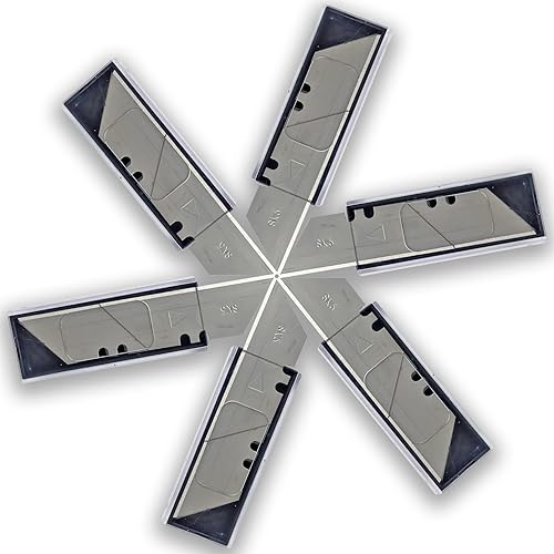 Miniatura 4 de 60 cuchillas de repuesto para cuchillos utilitarios, cuchillas de repuesto para cortador de caja de acero SK5 con dispensador, cuchillas de afeitar