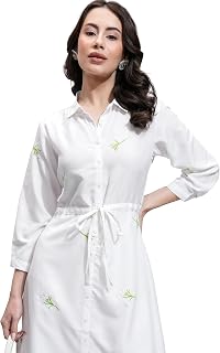 Tokyo Talkies Women's Three-Quarter Sleeves Shirt Collar Self Design Dresses | Stylish Dresses | Casual Dresses Price In India