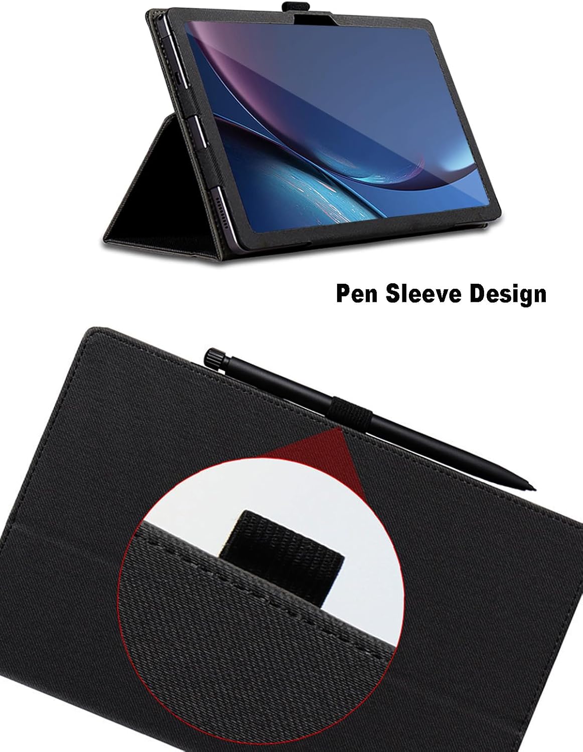 Case for Meswao Mes-B3 Pro/B3 15.6 inch, Meswao Mes-B3 Pro/B3 Tablet Case, Folding Stand Protective Cover with Pencil Holder and Wrist Strap, Full Protection. (Black) image 3