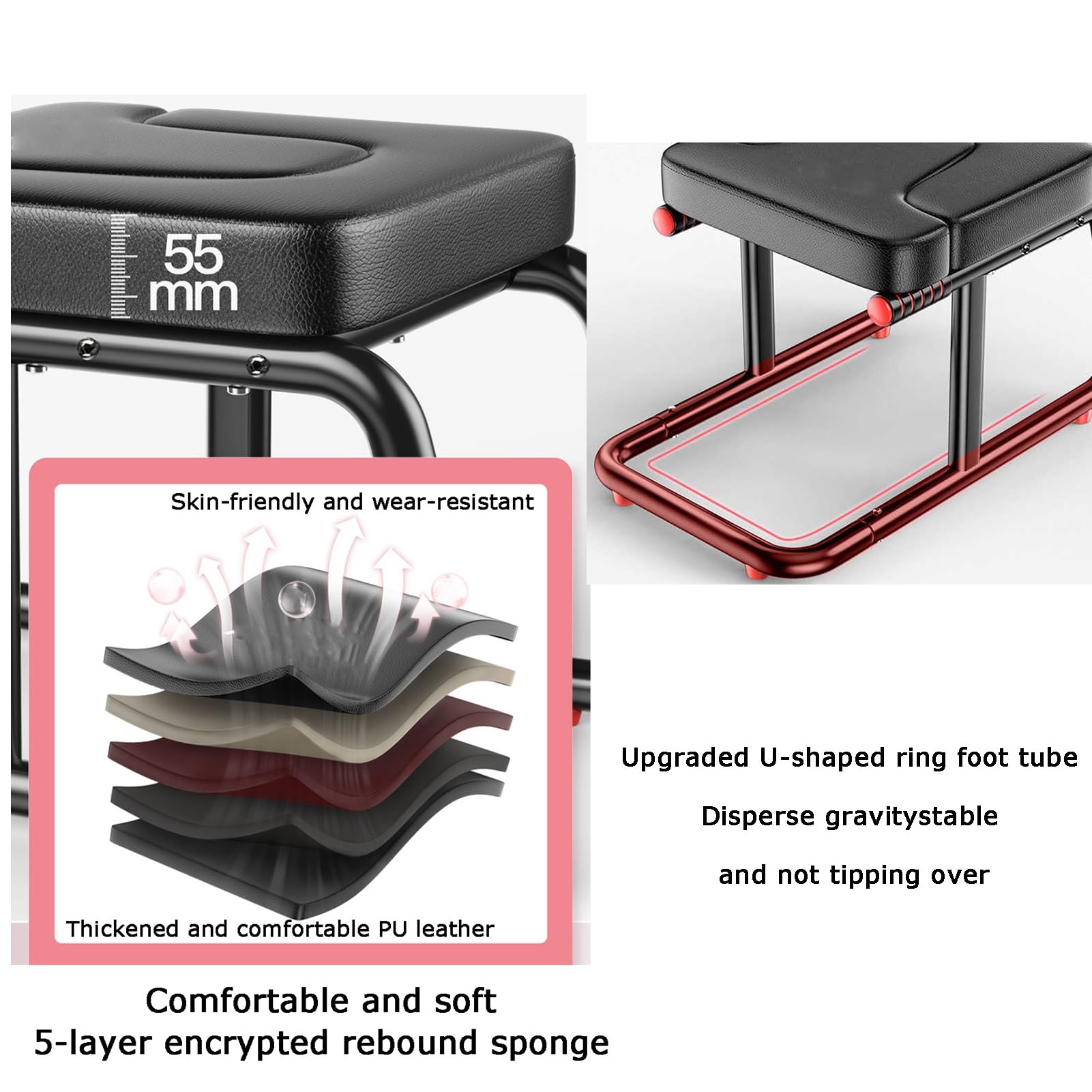 Sedia For Inversione Yoga,Panca In Spugna Spessa 5,5 Cm,Sgabello For Verticale Con Portata Di 250 Kg,For Fitness E Allenamento 'equilibrio