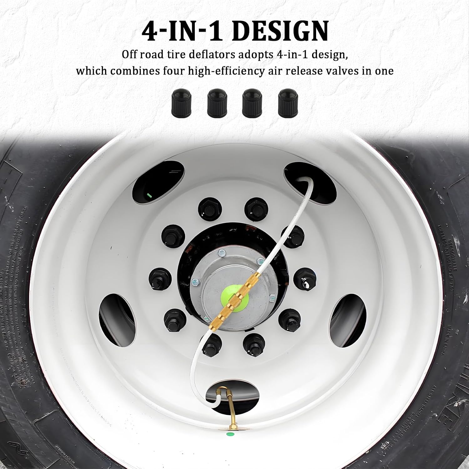 IHOTDER 4-in-1 Bleeder Tire Deflators Offroad Accessories with Key Chain,Portable Universal Purpose Air Down Tire Deflators,Brass Manufactured Auto Tire Tools for Cars,Trucks,SUVs