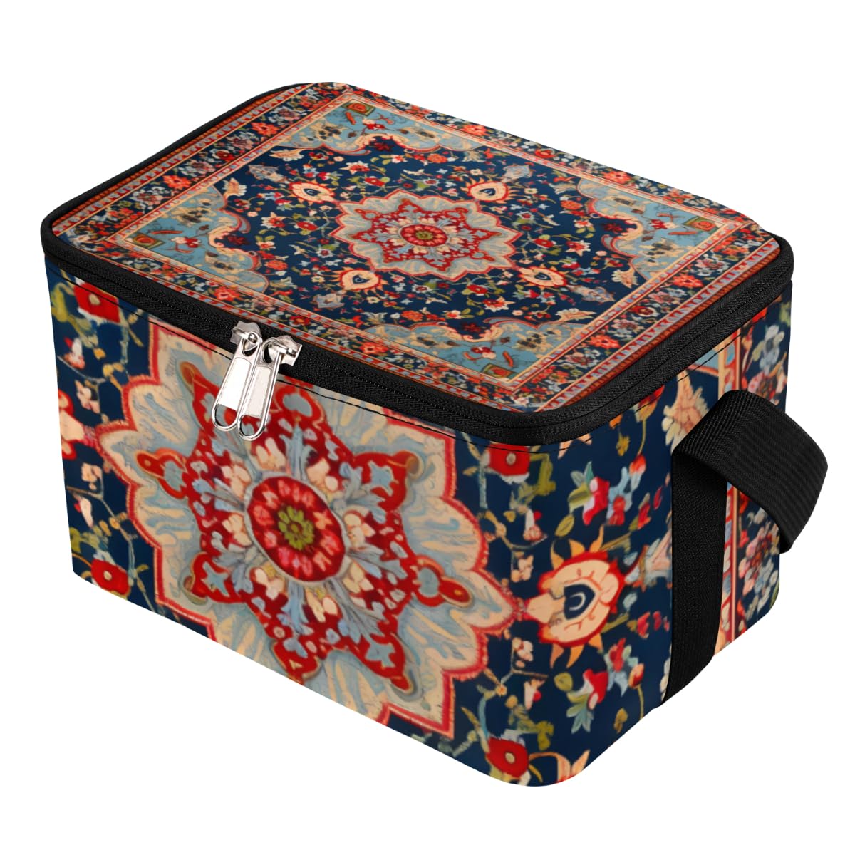 GzLeyigou Lunch Bags for Women Men 9 Cans,Abstract Flower Hot & Cold Food Delivery Bag Insulated Grocery Bag Insulated Lunch Box Mandala Ethnic Cooler Bag for Office Work Picnic Beach