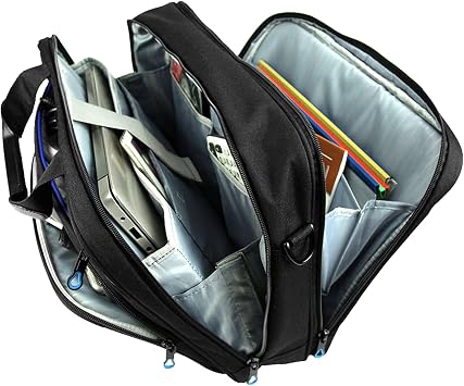 KROSER Laptop Bag 15.6 Inch Briefcase Messenger Bag Water Repellent Computer Case Shoulder Bag Durable Tablet Sleeve for Business/College/Women/Men - Black/Blue