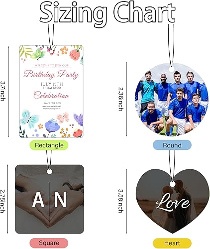 Miniatura 7 de Ambientador personalizado para automóvil, 10, 20, 50, 100 unidades, personalizados, de doble cara, con logotipo de texto fotográfico. Regalos de