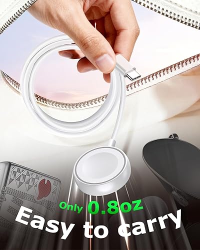 Miniatura 7 de Paquete de 2 cargadores para Apple Watch, cargador rápido de 5 W, cable de carga USB C magnético de viaje hecho para Apple Watch Series 1110987,