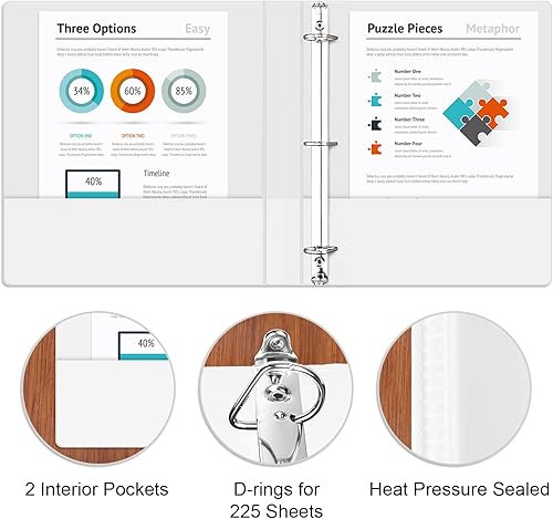 Vista 38 de Comix Carpetas resistentes de 3 anillos de 1 pulgada con capacidad para 225 hojas de papel de 8.5 x 11 pulgadas, paquete de 8 unidades (negro)