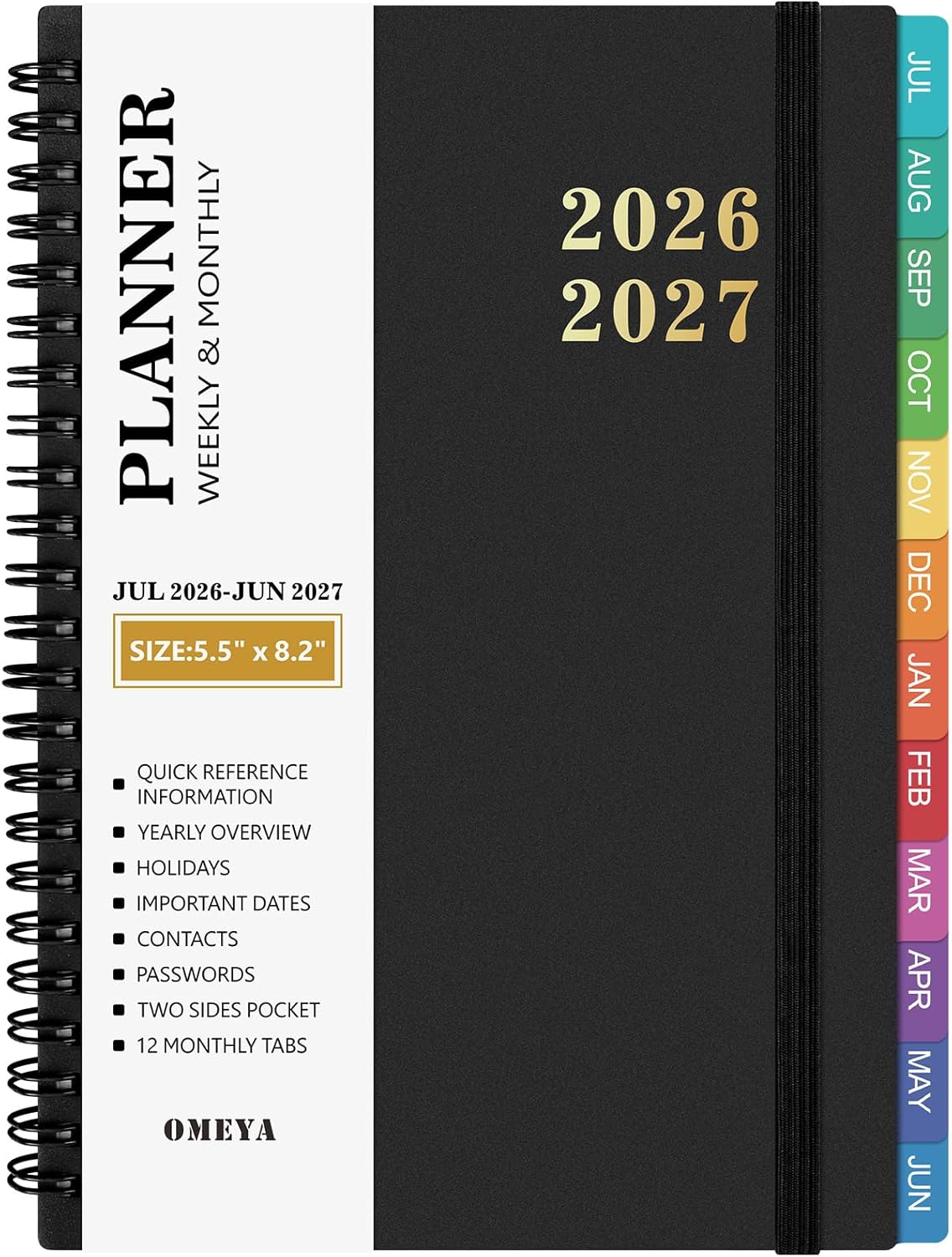 2026 Planner – 2026 Planner Weekly and Monthly: Jan. 2026 - Dec. 2026, 5.5" x 8.2", 2026 Calendar Planner with Monthly Tabs, Flexible Cover, Thick Paper, Inner Pocket for School Office Supplies