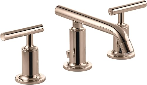Kohler K-14410-4-BGD Purist - Grifo para lavabo de baño con manijas de palanca baja y boquilla baja, K-14410-4-RGD